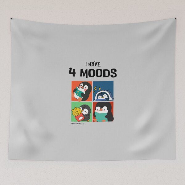 Item preview, 4 Moods Penguin | Funny Bookworm Merch designed and sold by Favbookshelf by Manik.