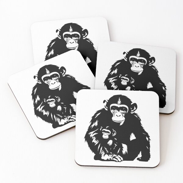 Item preview, Chimpanzee Primate Ape Monkey Macaque Baby Mother Parent designed and sold by inkoutninja.