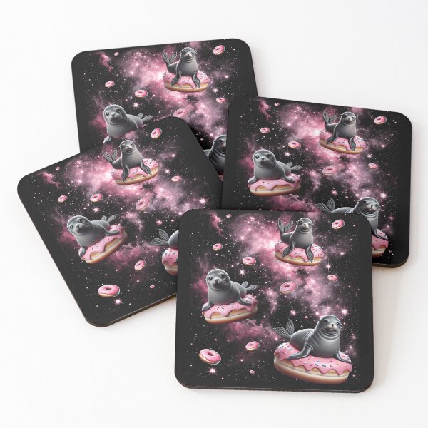 Item preview, Cute Seal Riding Donut Space Galaxy Seal Lover designed and sold by Kimberley King Art  King Art.