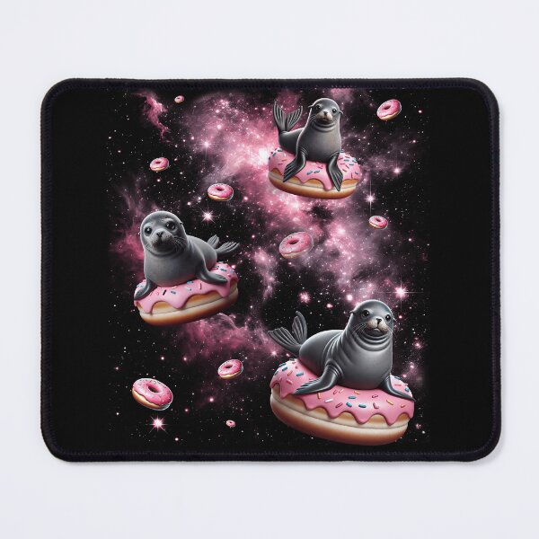 Item preview, Cute Seal Riding Donut Space Galaxy Seal Lover designed and sold by Kimberley King Art  King Art.