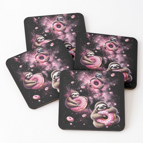 Item preview, Cute Sloth Riding Donut Space Galaxy Sloth Lover designed and sold by Kimberley King Art  King Art.