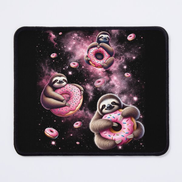 Item preview, Cute Sloth Riding Donut Space Galaxy Sloth Lover designed and sold by Kimberley King Art  King Art.