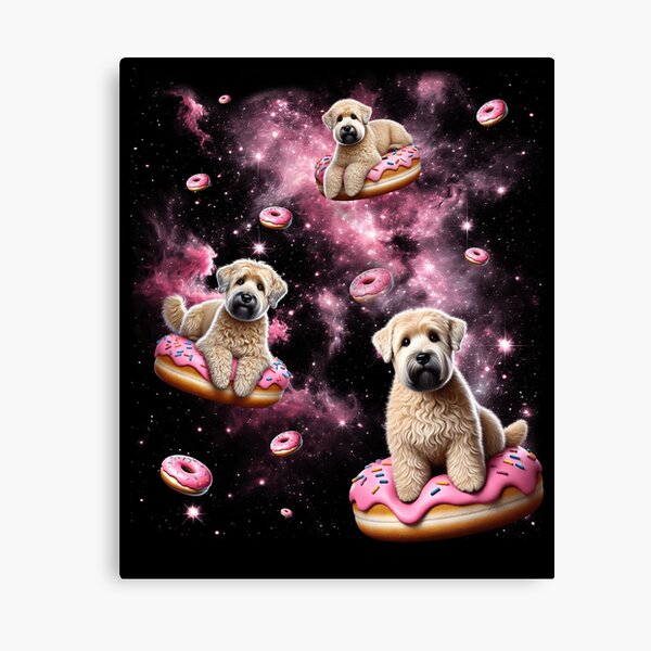 Item preview, Cute Soft Coated Wheaten Terrier Riding Donut Space Galaxy Dog Lover designed and sold by Kimberley King Art  King Art.