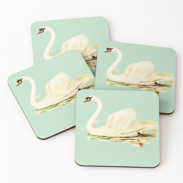 Item preview, Mute Swan male (Cygnus olor) illustrated by the von Wright brothers on light green background. Digitally enhanced by WatermarkNZ Press) designed and sold by CristalleLisa.