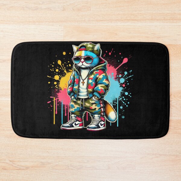 Item preview, Colorful Cool Hip Hop Cat With Glasses Streetwear Gangsta Kitten Lover designed and sold by Kimberley King Art  King Art.