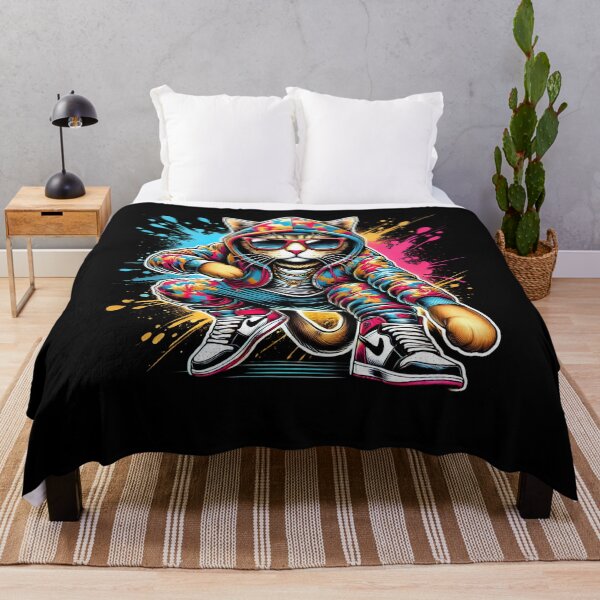 Item preview, Colorful Cool Hip Hop Cat With Hoodie Glasses Streetwear Kitten Lover designed and sold by Kimberley King Art King Art.