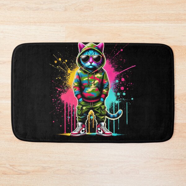 Item preview, Colorful Cool Hip Hop Cat With Glasses Streetwear Kitten Lover designed and sold by Kimberley King Art  King Art.