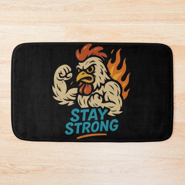Item preview, Stay Strong Rooster – Muscular Fire Chicken designed and sold by BENKUNG.