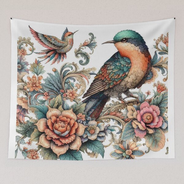Item preview, floral bird pastel vibrant art illustration designed and sold by  Mudikeys.