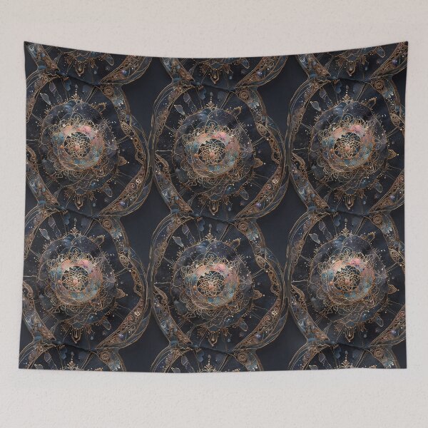 Item preview, Intricate Artistic Mandala With Golden Details on Dark Backdrop designed and sold by CoolPixels.