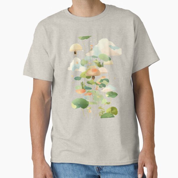 Aperçu de l'œuvre Carillon japonais minimal avec feuilles de lotus flottantes - Aquarelle pastel douce créée et vendue par Kawaii Drops .