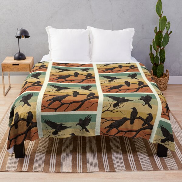 Item preview, Black Ravens On a Striped Sky And Tree Branches designed and sold by SurrealArtSzysz.