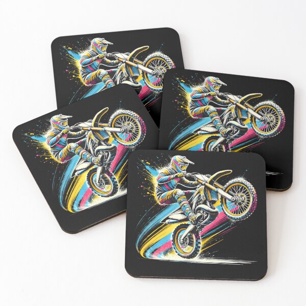 Item preview, Colorful Dirt Bike Rider Retro Motorcycle Motocross designed and sold by Kimberley King Art  King Art.