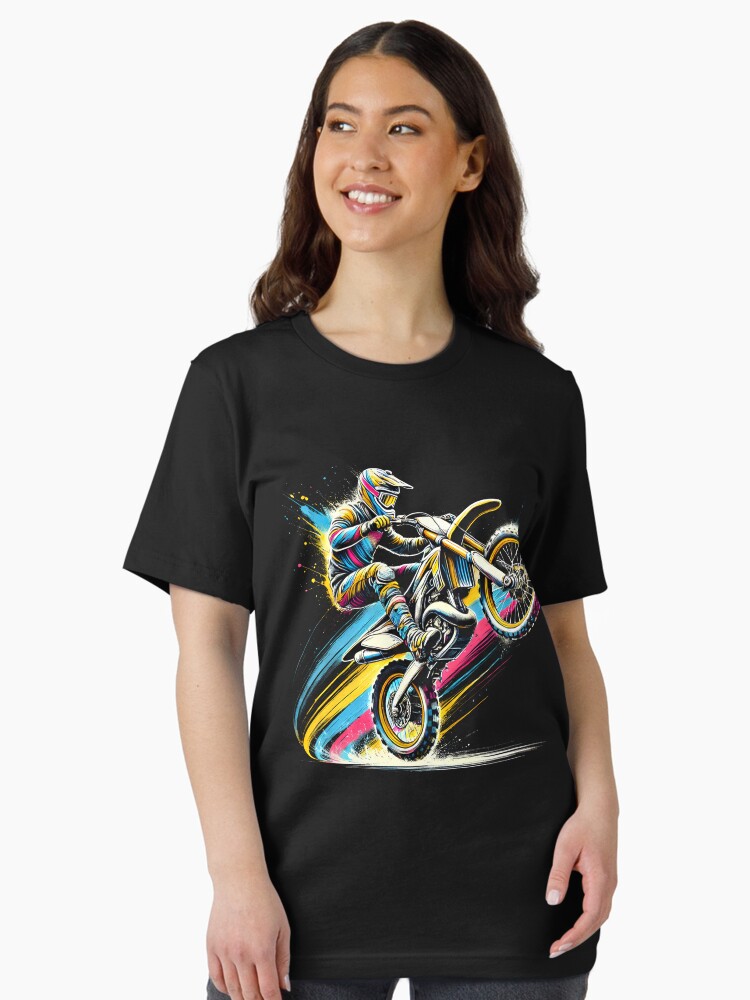 Thumbnail 2 of 7, Essential T-Shirt, Colorful Dirt Bike Rider Retro Motorcycle Motocross designed and sold by Krishania.