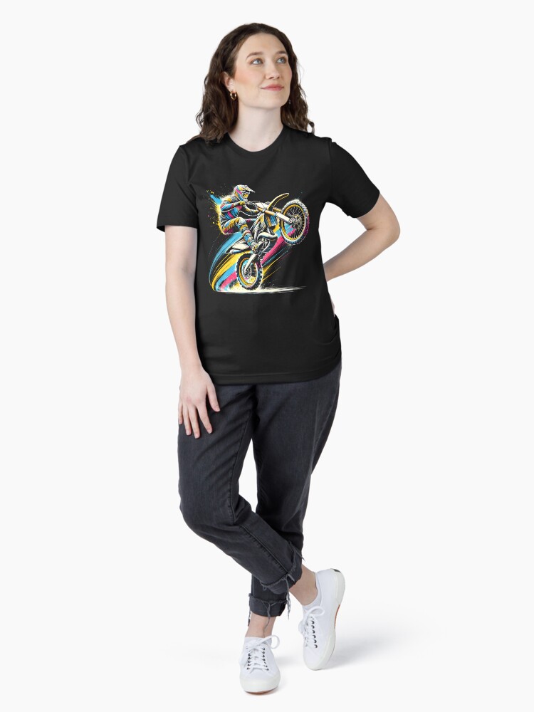 Thumbnail 4 of 7, Essential T-Shirt, Colorful Dirt Bike Rider Retro Motorcycle Motocross designed and sold by Krishania.