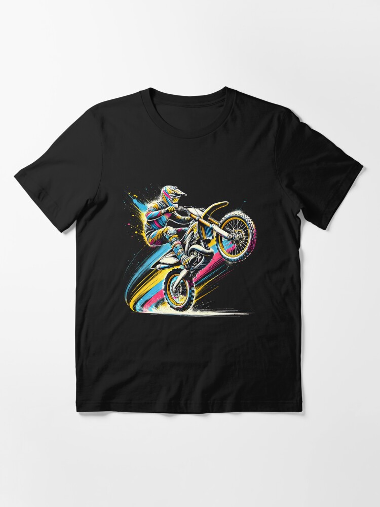 Thumbnail 3 of 7, Essential T-Shirt, Colorful Dirt Bike Rider Retro Motorcycle Motocross designed and sold by Krishania.