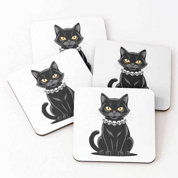 Item preview, Gothic Black Cat with Skull Necklace Art designed and sold by BirdsnStuff.