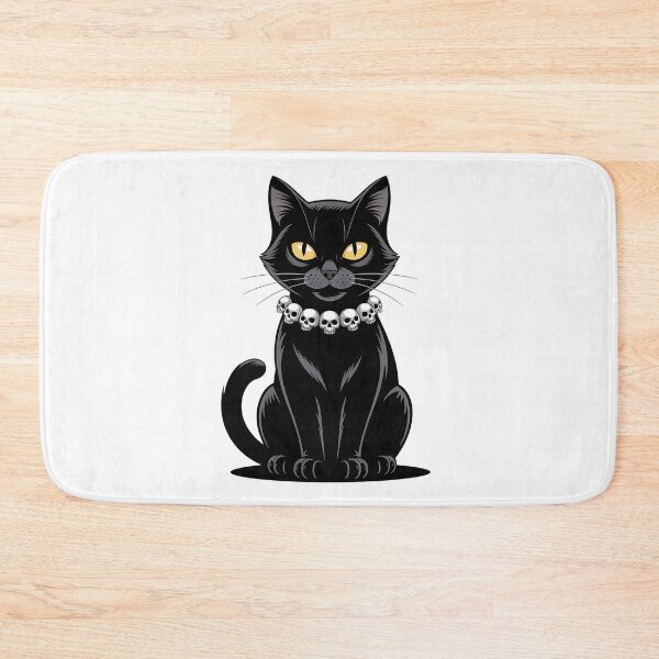 Item preview, Gothic Black Cat with Skull Necklace Art designed and sold by BirdsnStuff.