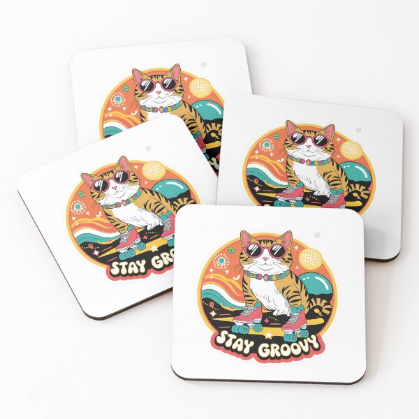 Item preview, Retro Groovy Cat on Roller Skates Sticker & T-Shirt designed and sold by InsightA.
