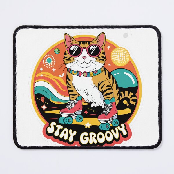 Item preview, Retro Groovy Cat on Roller Skates Sticker & T-Shirt designed and sold by InsightA.