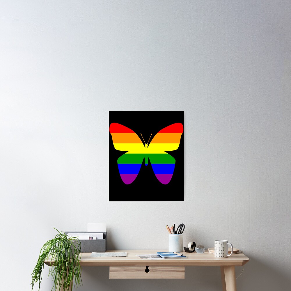 Rainbow Butterfly Gay Pride Flag Lgbtqiapk Poster By Cnkna Redbubble