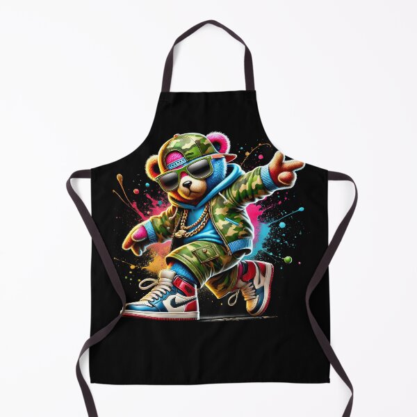 Item preview, Colorful Cool Hip Hop Teddy Bear Camouflage Hoodie Glasses Streetwear designed and sold by Kimberley King Art King Art.