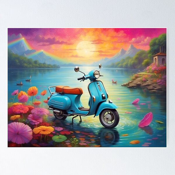 Vintage dream Over the Enchanted Lake Poster