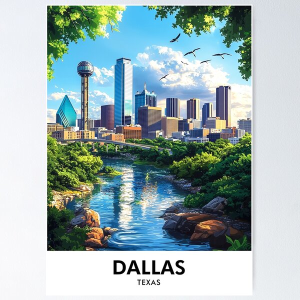 Artikel-Vorschau von Dallas Texas Retro Reisedruck, designt und verkauft von HomeLivingCo.