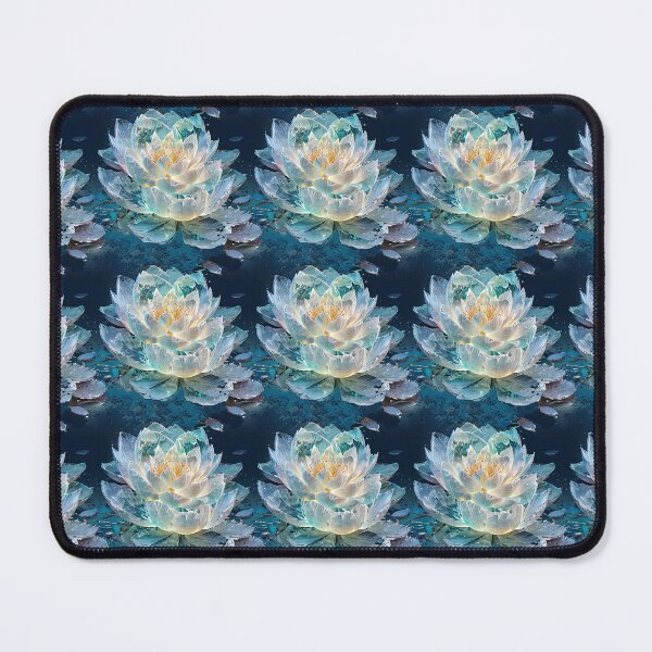 Item preview, Elegant Illuminated Glass Lotus Flowers in Nighttime Artistic Fantasy Setting designed and sold by CoolPixels.