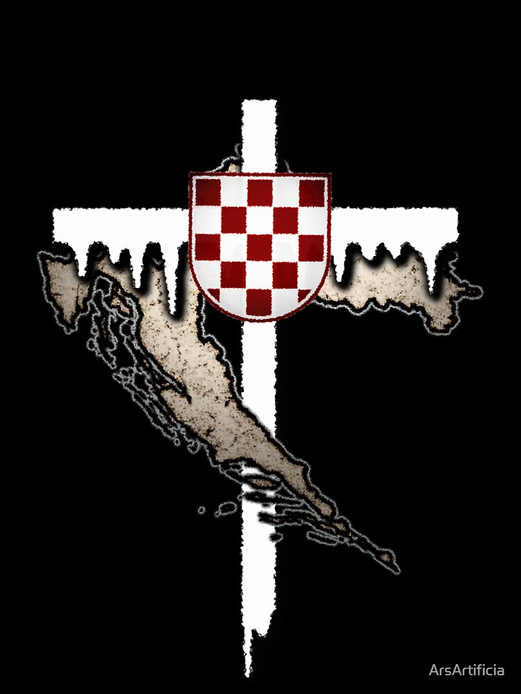 Imagen 7 de 7, Camiseta oversize con la obra Arte de la cruz cristiana croata (blanca), diseñada y vendida por ArsArtificia.