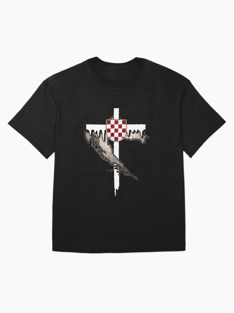 Imagen 3 de 7, Camiseta oversize con la obra Arte de la cruz cristiana croata (blanca), diseñada y vendida por ArsArtificia.