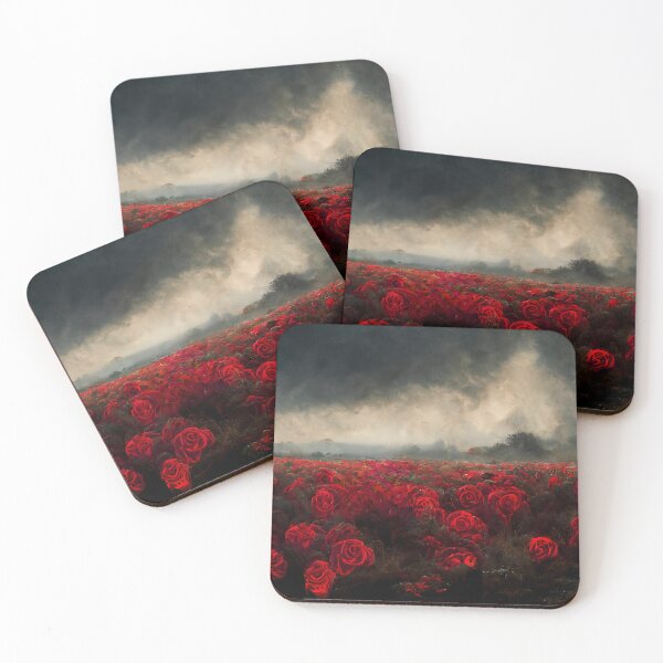 Item preview, Dark Rose Field Under Stormy Skies – Surreal Fantasy Landscape designed and sold by Amr Siam.