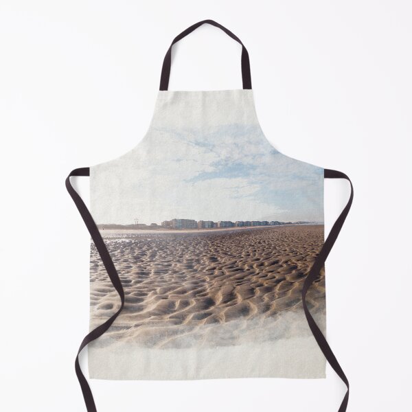 Item preview, Vast Sandy Beach With City Skyline Under Clear Blue Sky in watercolor designed and sold by FotoMahieu.