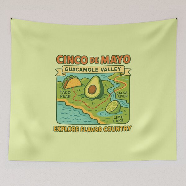 Item preview, Cinco de Mayo Avocado Adventure Map – Guacamole Valley Travel Poster designed and sold by Bratak.