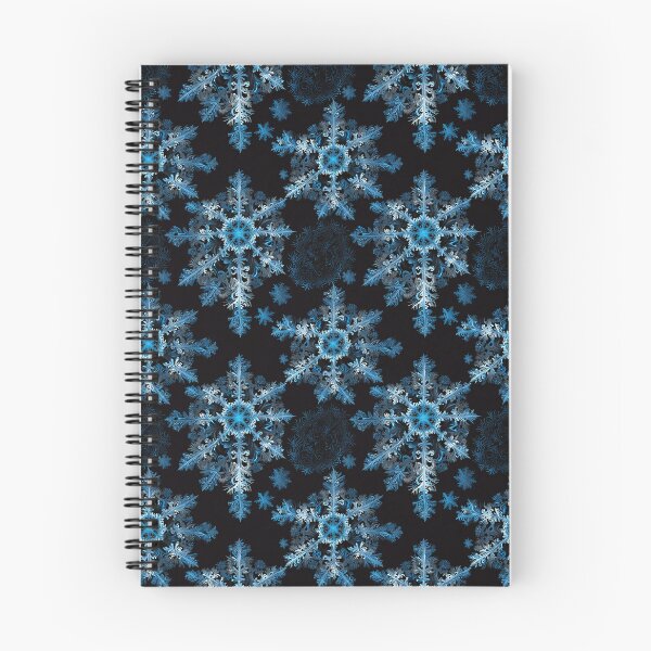 Item preview, Intricate Blue and White Snowflakes on Black Background, Winter-Themed Pattern designed and sold by CoolPixels.