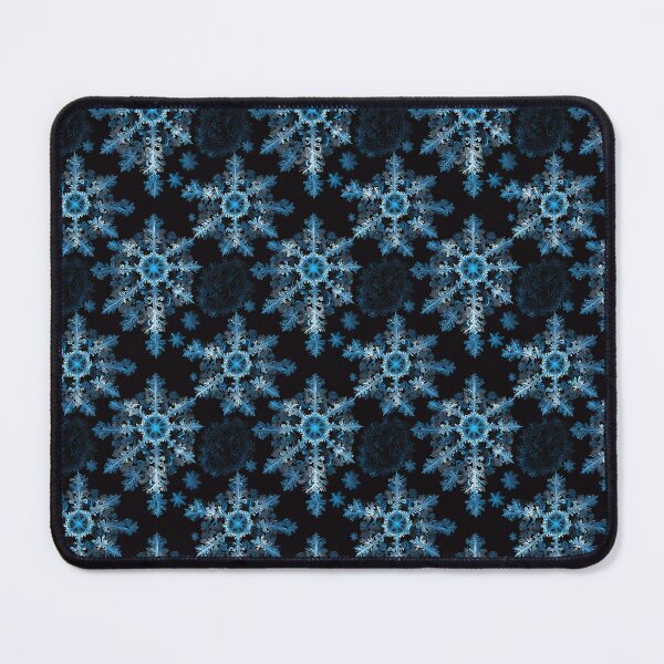 Item preview, Intricate Blue and White Snowflakes on Black Background, Winter-Themed Pattern designed and sold by CoolPixels.