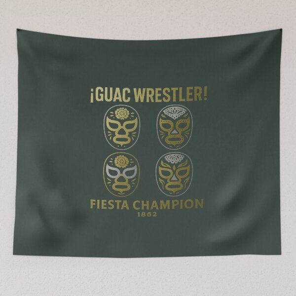 Item preview, Guac Wrestler – Lucha Libre Fiesta Champion Mask Art designed and sold by Bratak.