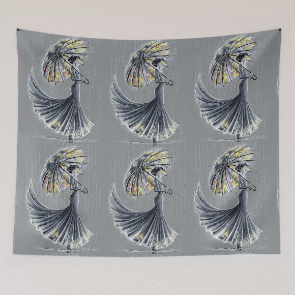 Item preview, Woman standing amidst a downpour designed and sold by Aise06.