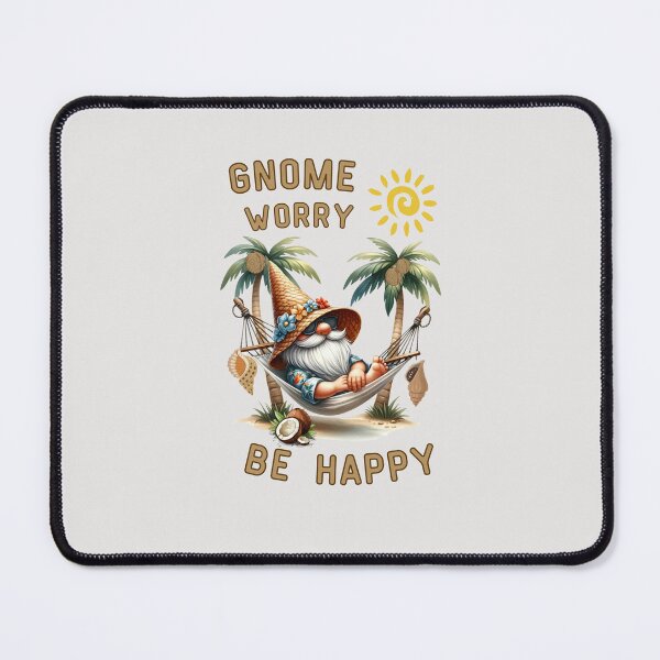 Item preview, Gnome worry, be happy, gnome on the beach with coconut designed and sold by Coolparrotgirl.