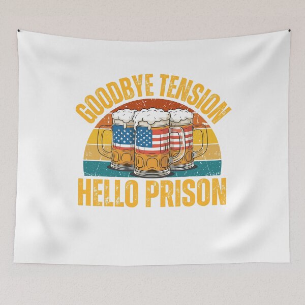 Item preview, Vintage Goodbye Tension Hello Prison Funny Beer Lover designed and sold by thebest-2studio.