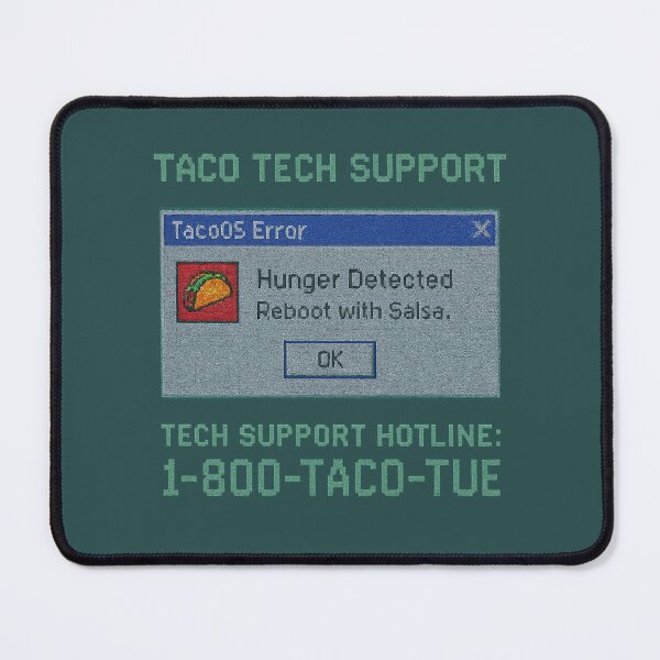 Item preview, Taco Tech Support – Retro Pixel Art Error Screen Design designed and sold by Bratak.