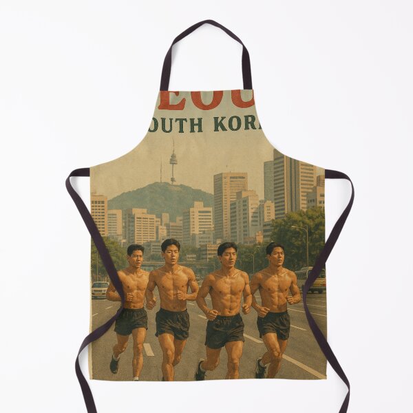 Item preview, Seoul South Korea – Shirtless Korean Men Runners Beneath Namsan Seoul Tower designed and sold by Aryabek.