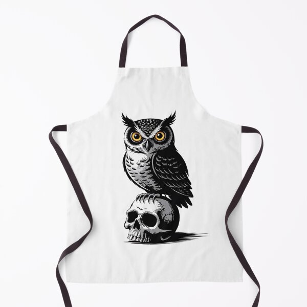 Item preview, Gothic Owl on Skull with Bright Yellow Eyes designed and sold by BirdsnStuff.