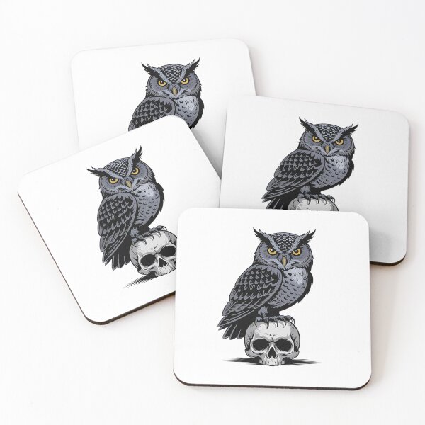 Item preview, Gothic Owl on Skull with Bright Yellow Eyes 2 designed and sold by BirdsnStuff.