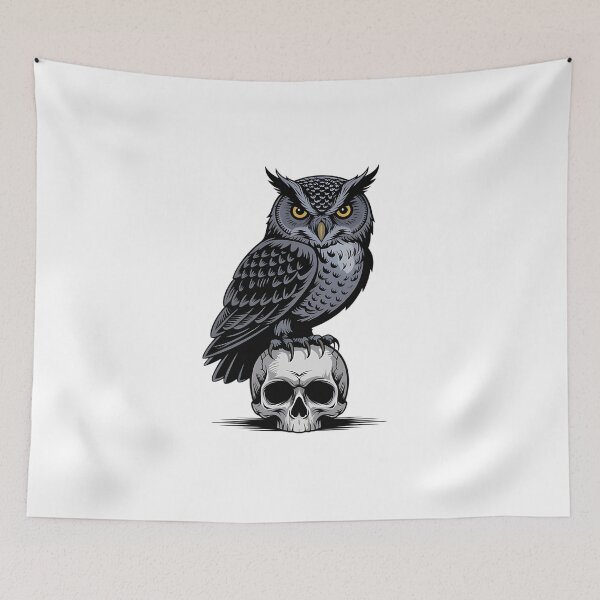 Item preview, Gothic Owl on Skull with Bright Yellow Eyes 2 designed and sold by BirdsnStuff.