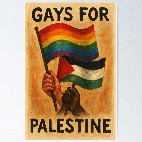 Item preview, Gays for Palestine – Rainbow and Palestinian Flags Together designed and sold by Aryabek.
