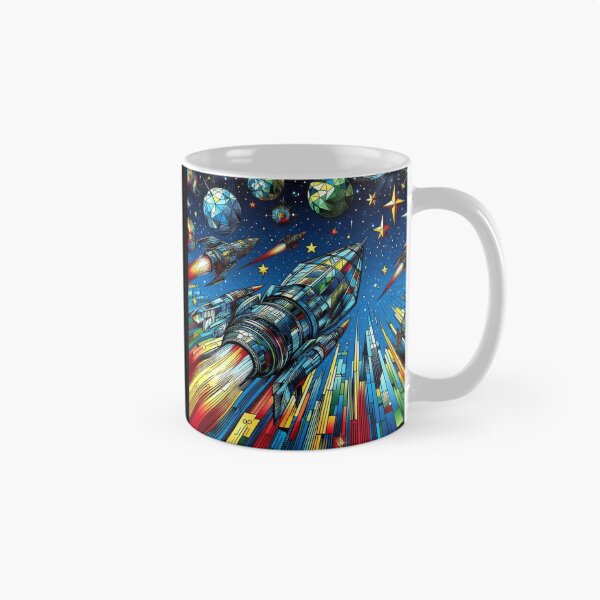 Artikelvorschau, Raumschiff- und Weltraumdesign im Buntglasstil entworfen und verkauft von Dogandesighn.