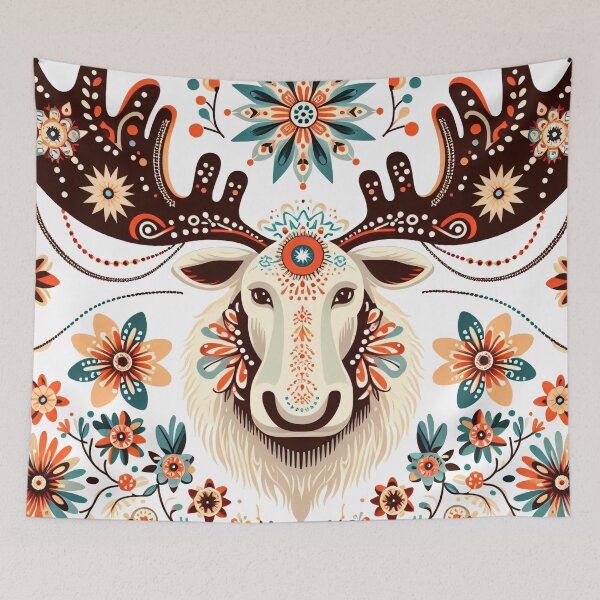 Item preview, Scandinavian Folk art - Marvin the Moose Head  designed and sold by FOLK ART FUSION by heidiannemorris.