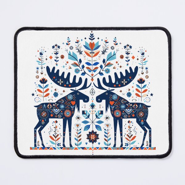 Item preview, Scandinavian folk art - Moose symmetry by heidiannemorris designed and sold by FOLK ART FUSION by heidiannemorris.