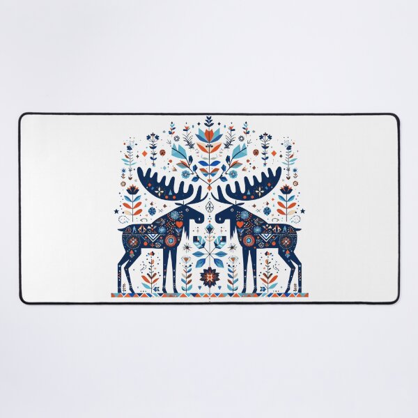Item preview, Scandinavian folk art - Moose symmetry by heidiannemorris designed and sold by FOLK ART FUSION.